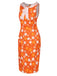This Orange 1960s Tie Neck Floral Sleeveless Dress wraps her in 1960s elegance, one twirl at a time