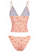 Orange 1970s Deep V-Neck Floral Print Tankini Set - vintage fashion, retro style