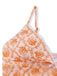 Orange 1970s Deep V-Neck Floral Print Tankini Set - vintage fashion, retro style