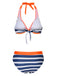 Orange & Blue 1960s Halter Striped Swimsuit: 1960s Riviera elegance, reimagined for her