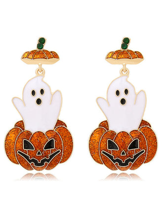 She adds this Orange Halloween Ghost & Pumpkin Earrings and suddenly it's vintage perfection