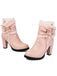 PU Leather Lace-Trimmed Chunky Heel Ankle Boots - vintage shoes, retro heels