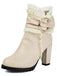 PU Leather Lace-Trimmed Chunky Heel Ankle Boots - vintage shoes, retro heels