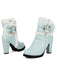 PU Leather Lace-Trimmed Chunky Heel Ankle Boots - vintage shoes, retro heels