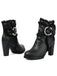 PU Leather Lace-Trimmed Chunky Heel Ankle Boots - vintage shoes, retro heels