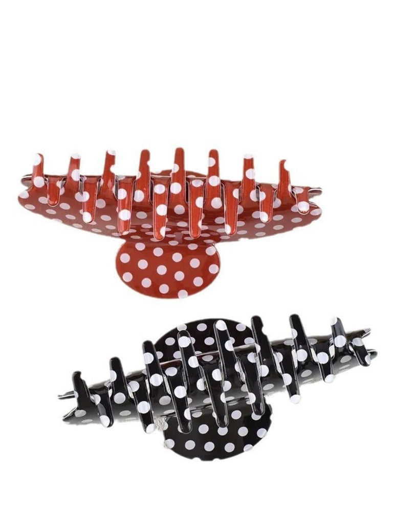 PVC Polka Dot Valentine's Shark Hair Claw - vintage fashion, retro style