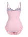 Pale Pink 1950s Solid Ruched Swimsuit, vintage swimsuit, pin-up swimwear - perfect for women who love vintage and retro fashion