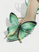Pale Green 1970s Butterfly Embellished Stiletto High Heels 4