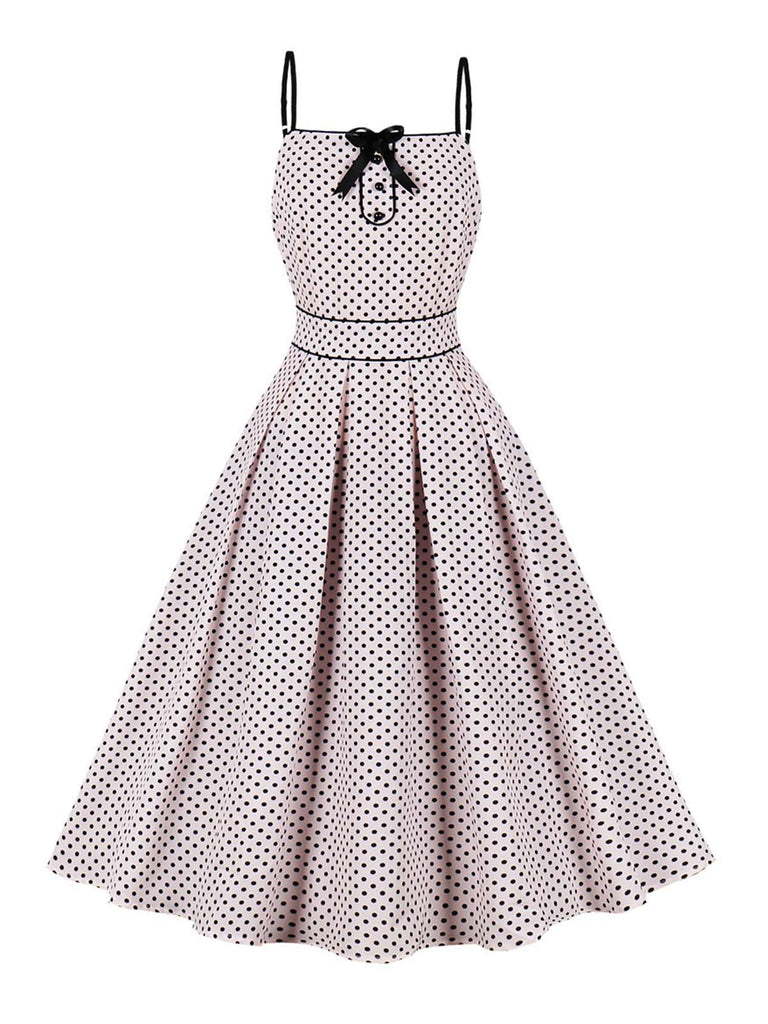 Pale Pink 1950s Polka Dots Swing Dress, vintage dress, retro fashion, rockabilly, pin-up fashion - perfect for women who love vintage and retro fashion