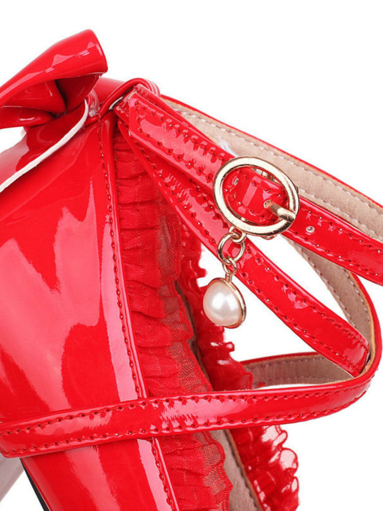 Patent Leather Bow Lolita High Heels — vintage vintage charm for her modern wardrobe