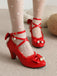 She finds her vintage story in this Patent Leather Bow Lolita High Heels
