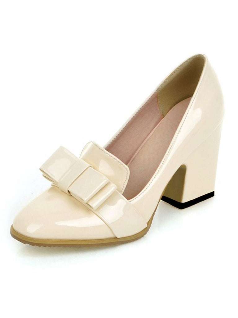 This Patent Leather Bow Shiny High Heels whispers vintage secrets to those who notice