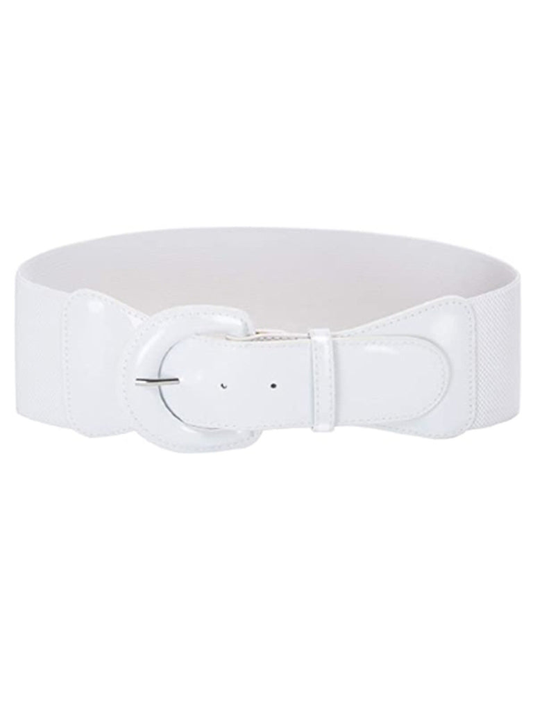 Patent Leather Elastic Buckle Vintage Belt - vintage fashion, retro style