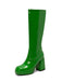 Patent Leather Round Toe Solid High Heel Boots, vintage fashion, retro style - perfect for women who love vintage and retro fashion