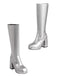 Patent Leather Round Toe Solid High Heel Boots — vintage vintage charm for her modern wardrobe