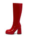 Patent Leather Round Toe Solid High Heel Boots, vintage fashion, retro style - perfect for women who love vintage and retro fashion