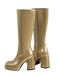 Patent Leather Round Toe Solid High Heel Boots, vintage fashion, retro style - perfect for women who love vintage and retro fashion