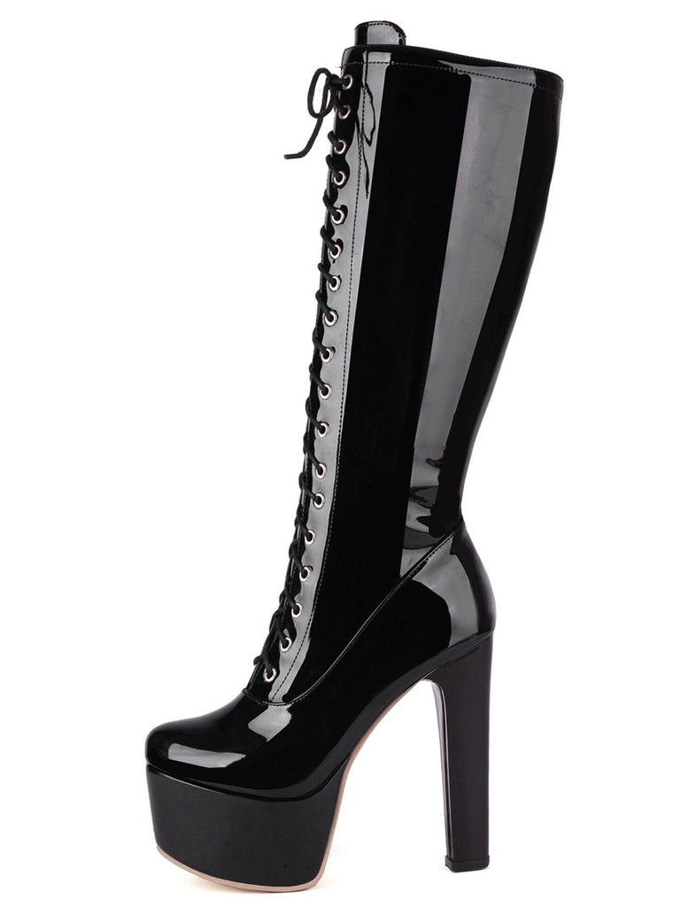 Patent Leather Sky-High Stiletto Boots - vintage fashion, retro style