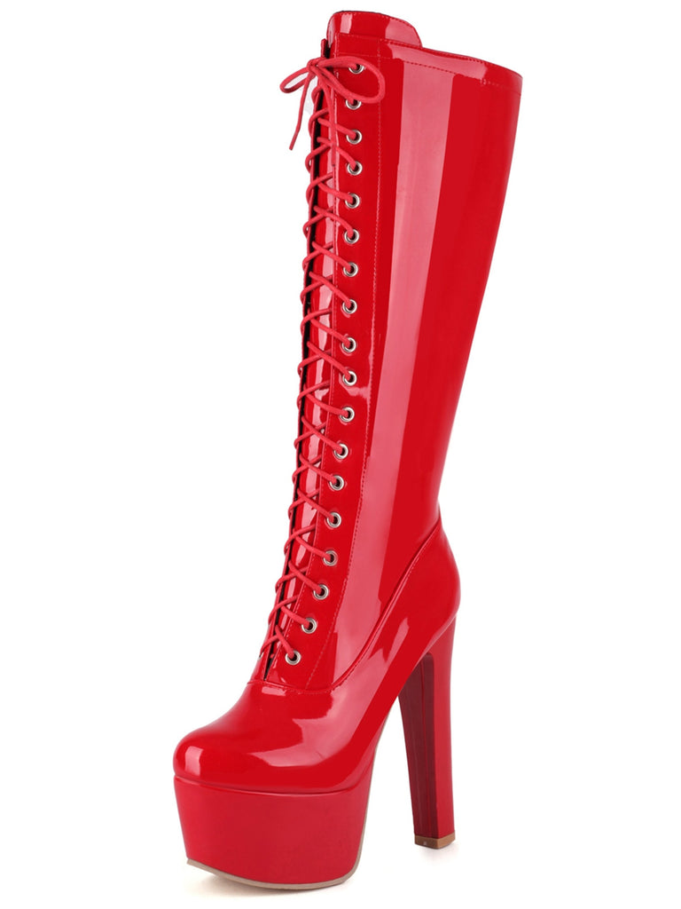 Patent Leather Sky-High Stiletto Boots - vintage fashion, retro style