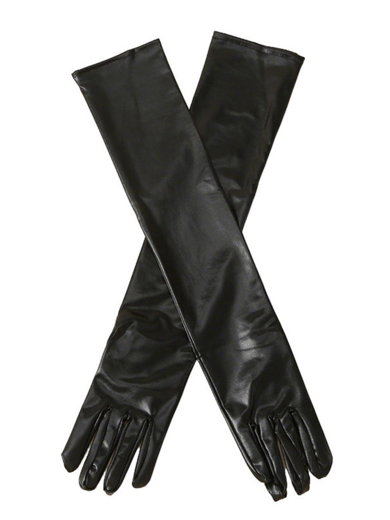 Patent Leather Solid Full Finger Gloves - vintage fashion, retro style