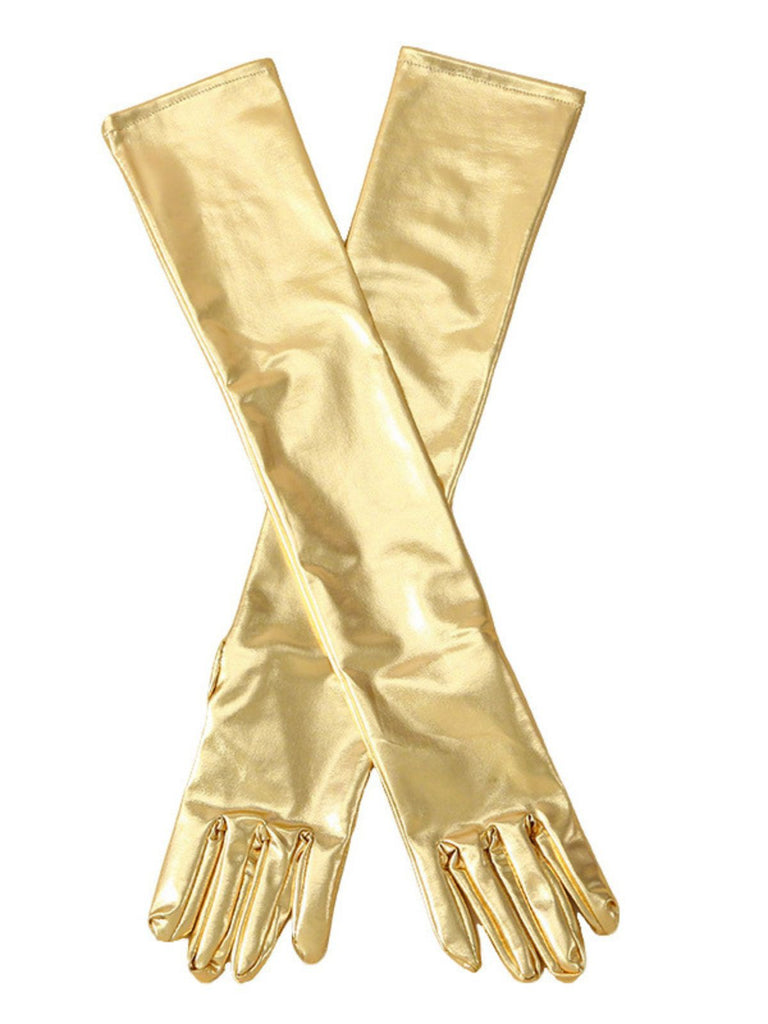 Patent Leather Solid Full Finger Gloves - vintage fashion, retro style