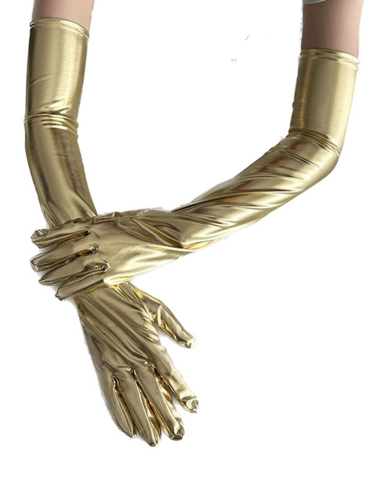 Patent Leather Solid Full Finger Gloves - vintage fashion, retro style