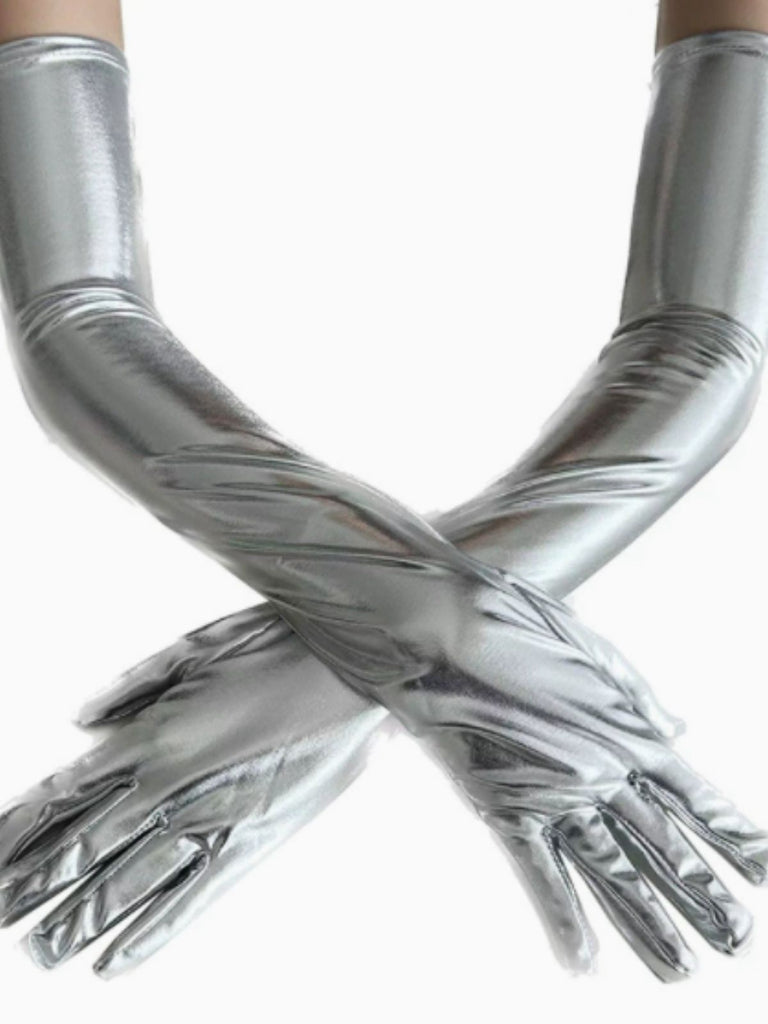 Patent Leather Solid Full Finger Gloves - vintage fashion, retro style