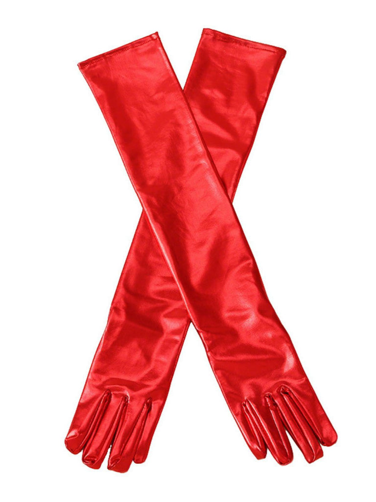 Patent Leather Solid Full Finger Gloves - vintage fashion, retro style