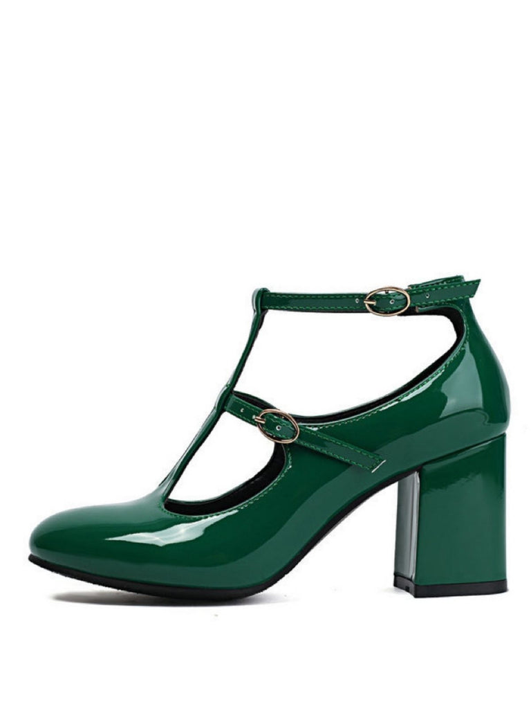 Patent T-Strap High Heel Pumps - vintage shoes, retro heels