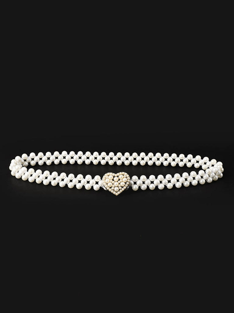 Pearl Beaded Braided Stretch Belt - vintage fashion, retro style