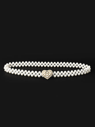 Pearl Beaded Braided Stretch Belt - vintage fashion, retro style