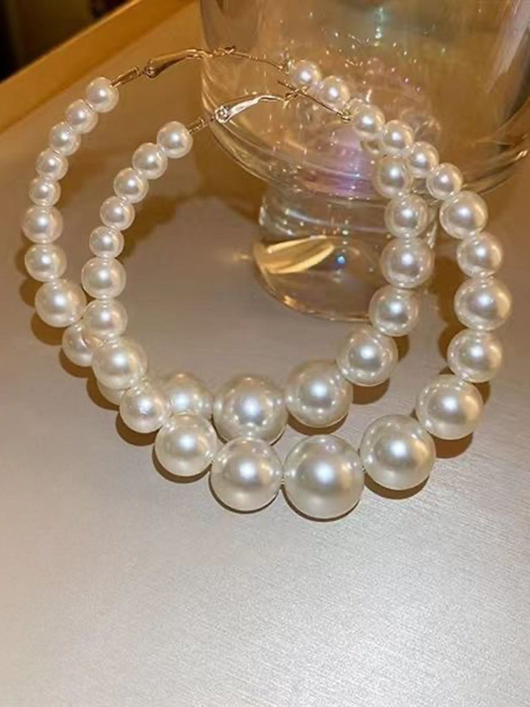 Pearl Large Hoop Vintage Earrings — 1950s elegance in the palm of her hand