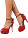 Peep-Toe Crystal Bow High Heels Shoes - vintage shoes, retro heels