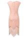 This Pink 1920s Tassel Cap Sleeves Sequined Dress wraps her in 1920s elegance, one twirl at a time