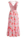 Pink 1930s Floral Chiffon Deep V Backless Maxi Dress - vintage dress, retro fashion for women