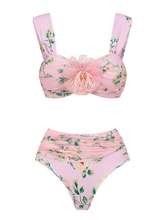She's wearing Pink 1930s Handmade 3D Flower Pleated Swimsuit and the whole beach remembers the 1930s