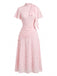 Pink 1940s Floral Lace Bow Dress 3