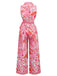 Pink 1930s Lapel Belted Boho Jumpsuit - vintage jumpsuit, retro fashion