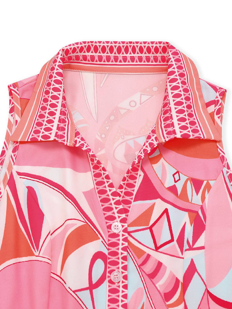 Pink 1930s Lapel Belted Boho Jumpsuit - vintage jumpsuit, retro fashion
