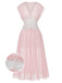 Pink 1930s Mesh Pleated Lace Waist Robe - vintage fashion, retro style