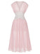 Pink 1930s Mesh Pleated Lace Waist Robe - vintage fashion, retro style