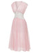 Pink 1930s Mesh Pleated Lace Waist Robe - vintage fashion, retro style