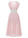 Pink 1930s Mesh Pleated Lace Waist Robe - vintage fashion, retro style