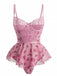 Pink 1930s Slip Roses Bow Lace Sleepwear - vintage nightgown, retro sleepwear