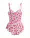 Pink 1930s Slip Roses Bow Lace Sleepwear - vintage nightgown, retro sleepwear