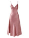 She slips into this Pink 1930s Solid Satin Slit Suspender Nightdress and suddenly it's a 1930s daydream