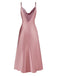 Pink 1930s Solid Satin Slit Suspender Nightdress: where 1930s romance meets her modern spirit