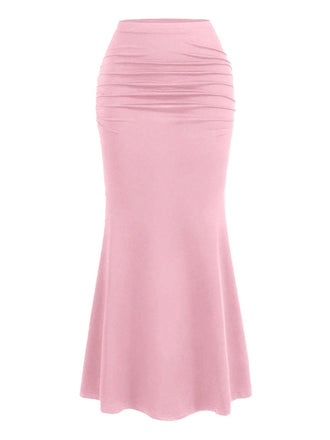 She sways in this Pink 1930s Solid Wrinkles Fishtail Skirt and it's pure 1930s magic