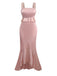 Pink 1930s Strap Lace Ruffles Satin Mermaid Dress - vintage dress, retro fashion