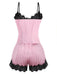 Pink 1930s Strap Strips Lace Pajama Set - vintage fashion, retro style